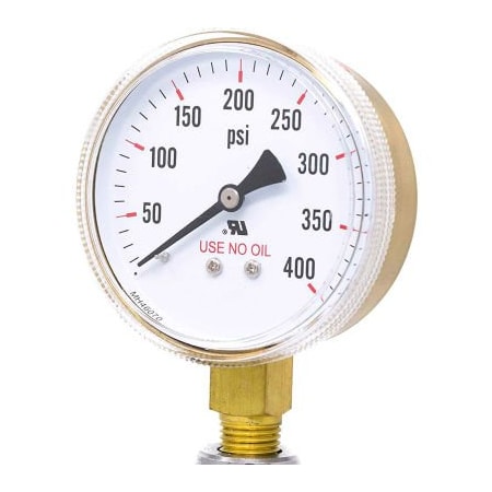 Engineered Specialty Products, Inc PIC Gauges 2.5" UNO Pressure Gauge, 1/4" NPT, Dry, 0/400 PSI, Lower Mount, 501D-UNO-254I 501D-UNO-254I